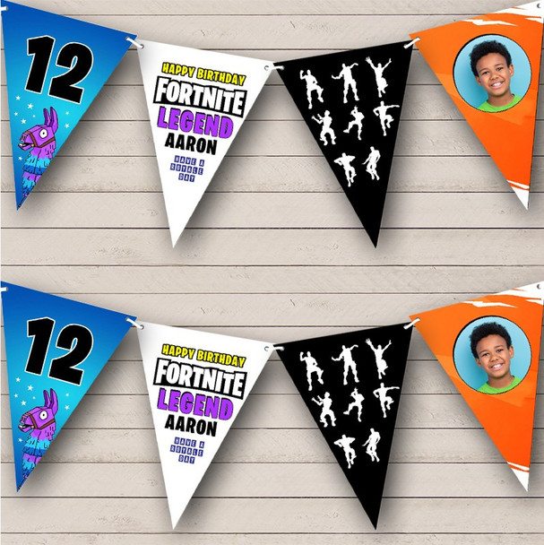Fortnite Characters Birthday Legend Photo Age Personalised Party Banner Bunting