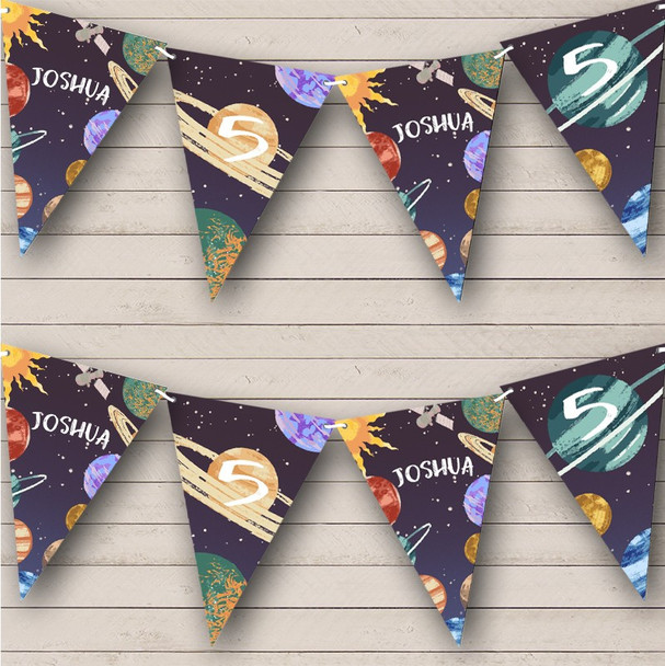 Kid's Birthday Planets Space Colourful Age Personalised Party Banner Bunting