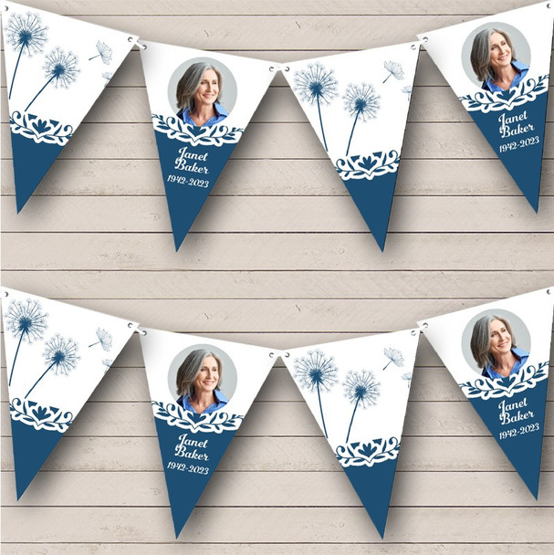 Memorial Funeral Simple Dandelion Photo Personalised Party Banner Bunting