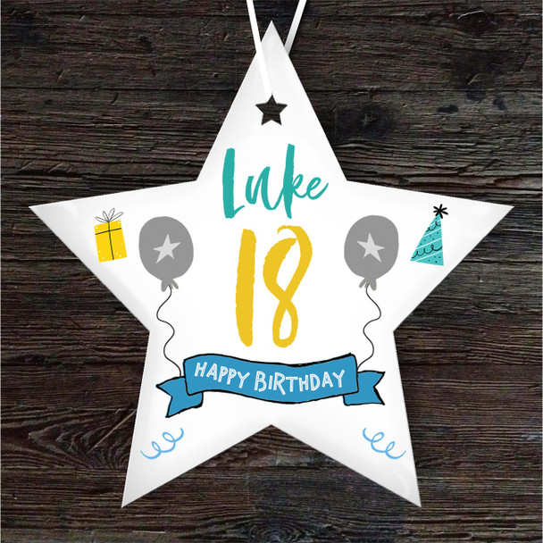 18th Birthday Star Blue & Grey Star Personalised Gift Keepsake Hanging Ornament