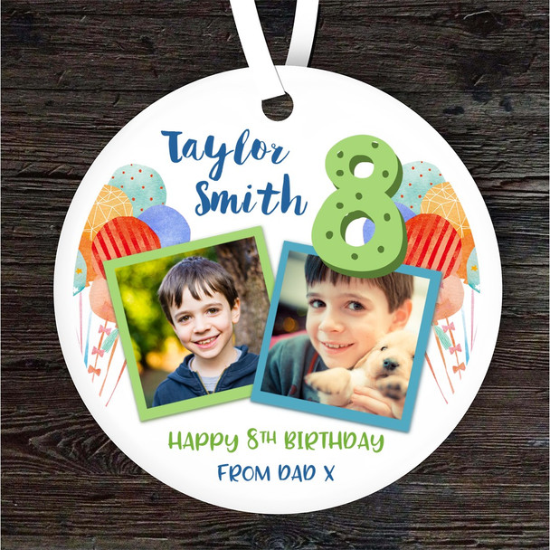 8th Birthday Boy Photo Party Balloons Personalised Gift Hanging Ornament