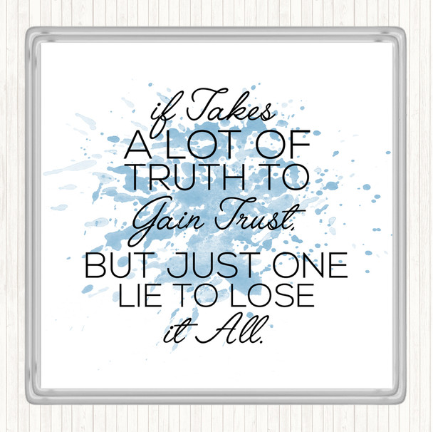 Blue White A Lot Of Truth Inspirational Quote Coaster