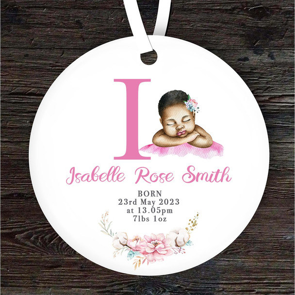 New Baby Girl Dark Skin New Baby Letter I Personalised Gift Hanging Ornament