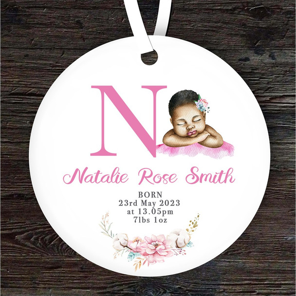 New Baby Girl Dark Skin New Baby Letter N Personalised Gift Hanging Ornament