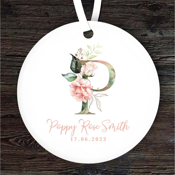 New Baby Girl Alphabet Letter P Personalised Gift Keepsake Hanging Ornament