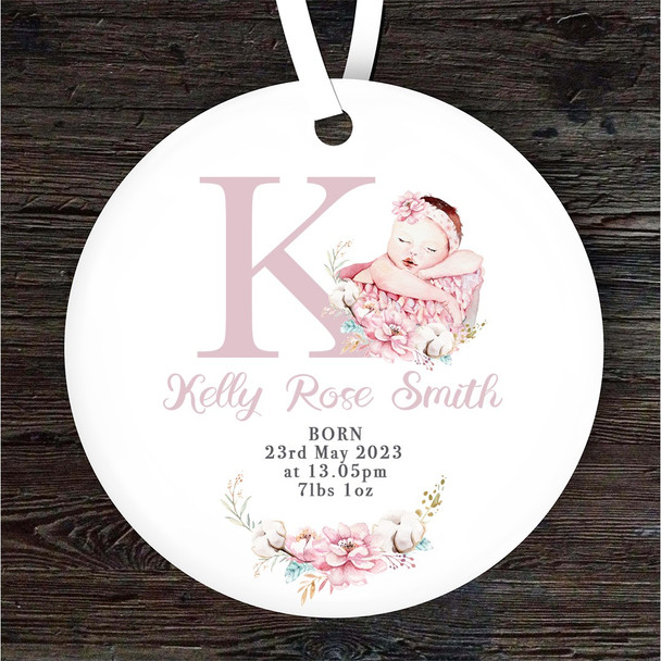 New Baby Girl New Baby Letter K Personalised Gift Keepsake Hanging Ornament