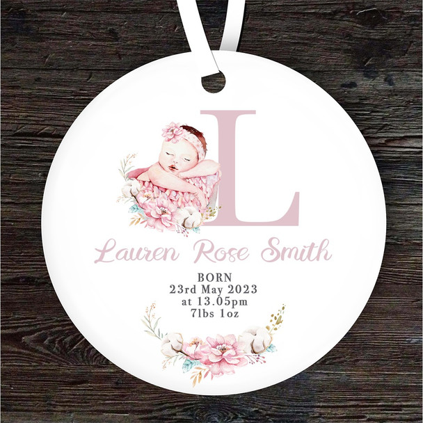 New Baby Girl New Baby Letter L Personalised Gift Keepsake Hanging Ornament