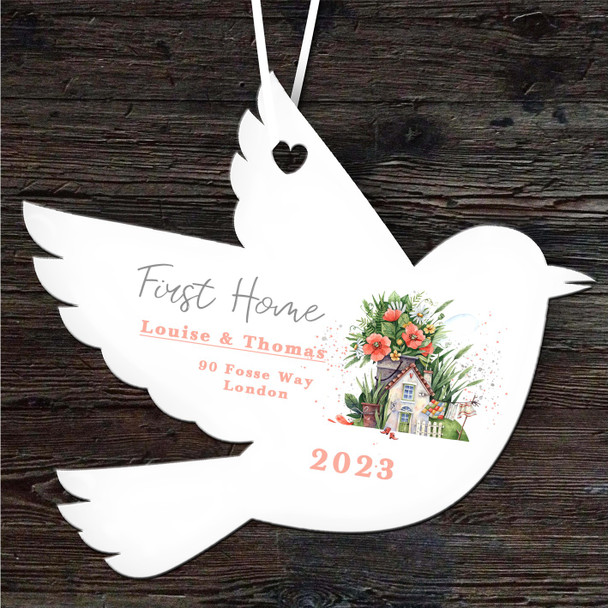 First Home House Orange Bird Personalised Gift Keepsake Hanging Ornament Plaque