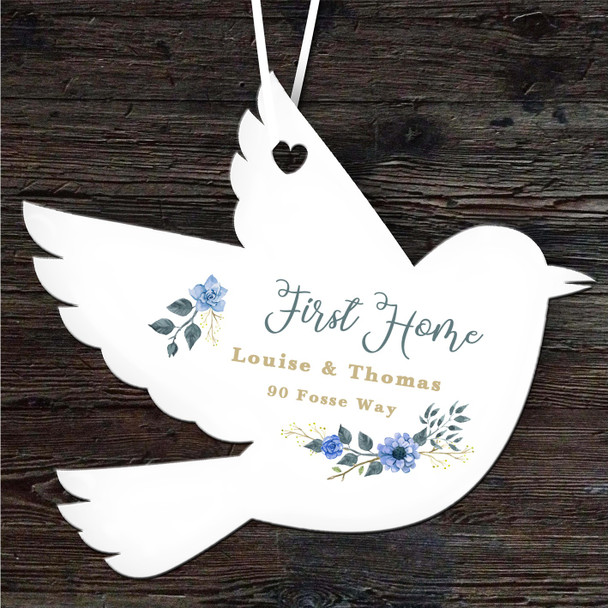 First Home Couple Blue Bird Personalised Gift Keepsake Hanging Ornament Plaque