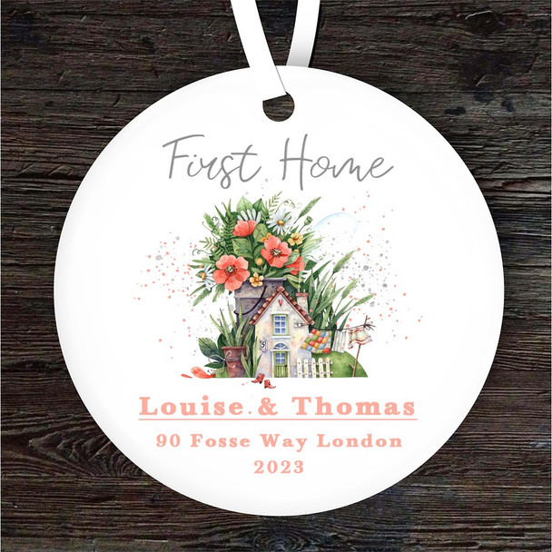 New First Home House Round Personalised Gift Keepsake Hanging Ornament Plaque