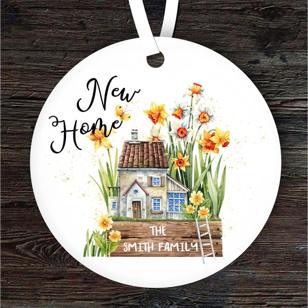 New Home Floral House Round Personalised Gift Keepsake Hanging Ornament Plaque