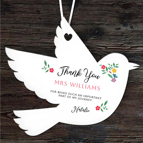 Thank You Teacher Bird Personalised Gift Keepsake Hanging Ornament Plaque