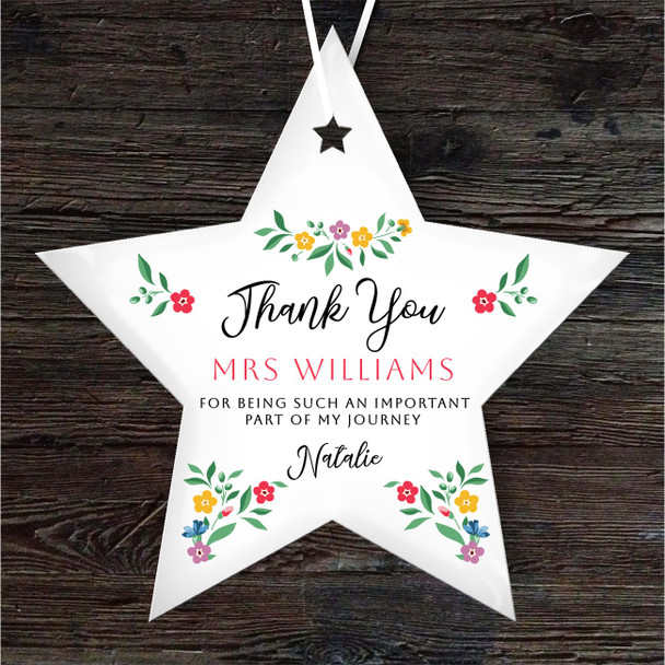 Thank You Teacher Star Personalised Gift Keepsake Hanging Ornament Plaque