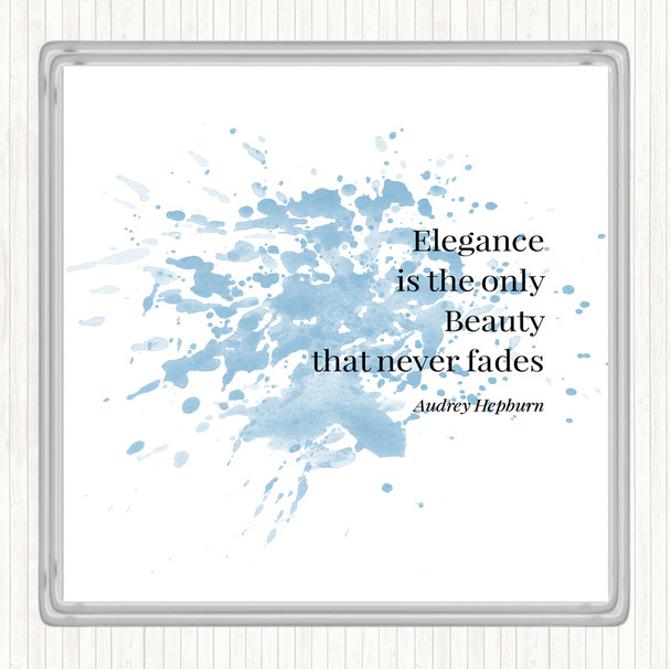 Blue White Audrey Hepburn Elegance Inspirational Quote Coaster