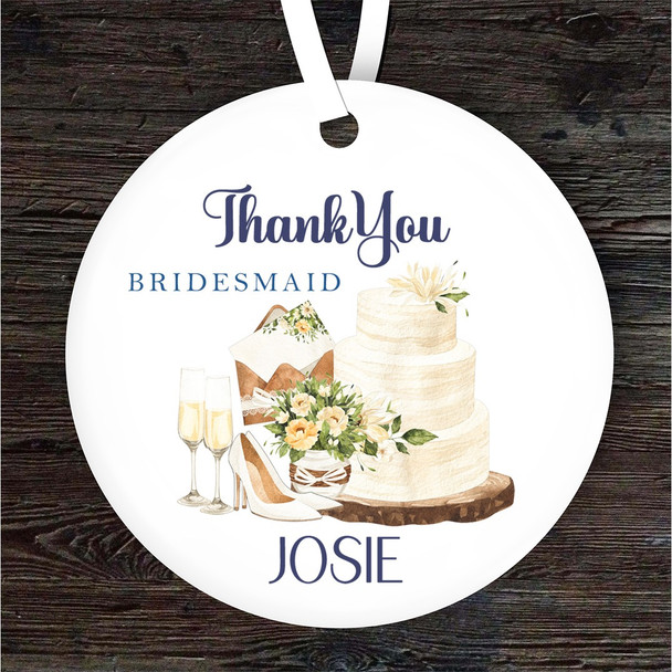 Thank You Wedding Illustration Bridesmaid Personalised Gift Hanging Ornament