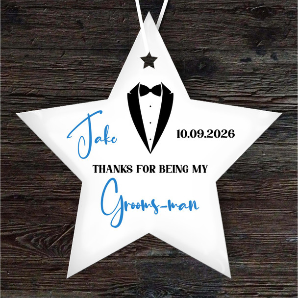 Suit Wedding Day Thank You Groomsman Star Personalised Gift Hanging Ornament