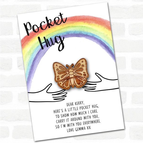 Pretty Butterfly Rainbow Personalised Gift Pocket Hug