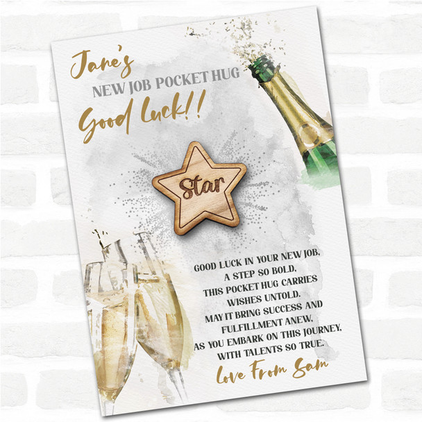 Star Good Luck New Job Congratulations Personalised Gift Pocket Hug