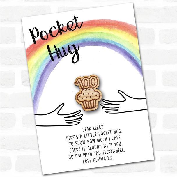 Cupcake 100 Rainbow Personalised Gift Pocket Hug