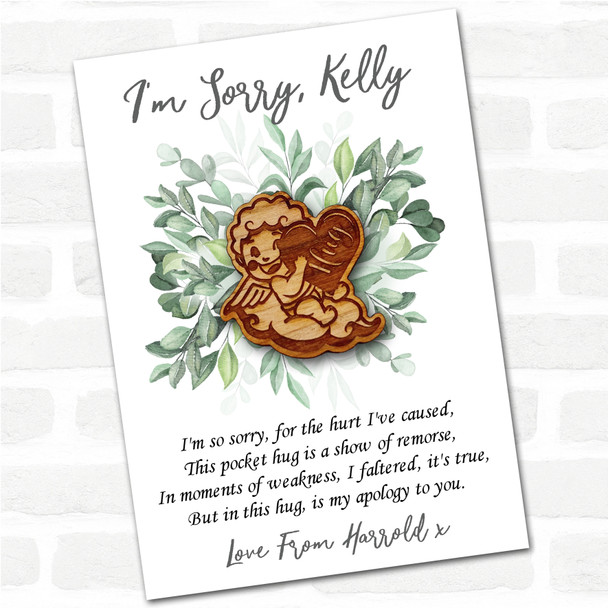 Cute Little Cupid Leaves I'm Sorry Apology Personalised Gift Pocket Hug