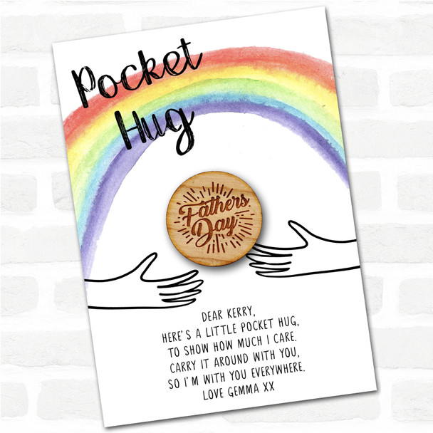 Fathers Day Shooting Badge Rainbow Personalised Gift Pocket Hug