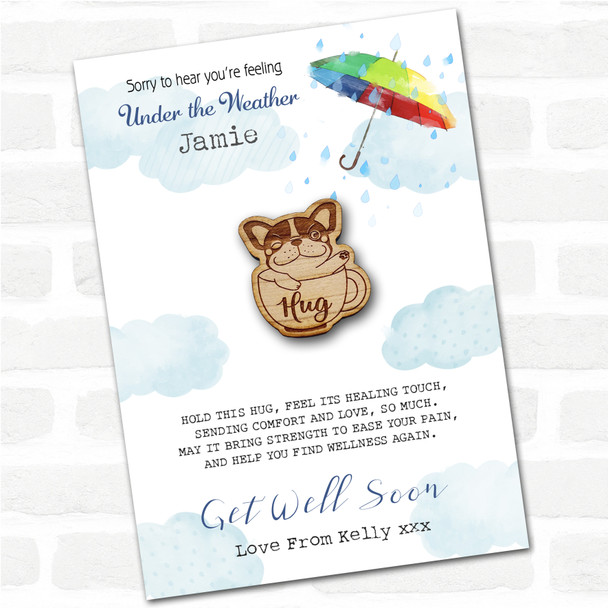 French Bulldog Puppy Dog Umbrella Get Well Soon Personalised Gift Pocket Hug