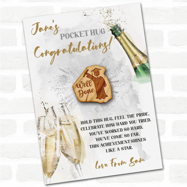 Graduate Student Cap Scroll Champagne Congratulations Personalised Pocket Hug