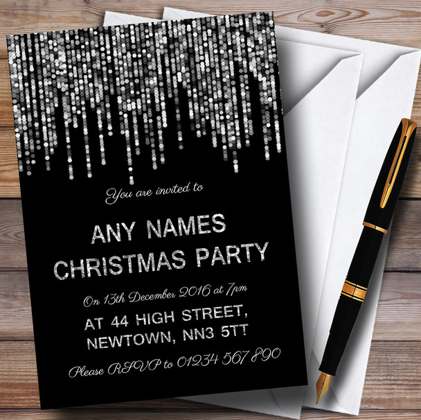 Silver Light String Customised Christmas Party Invitations