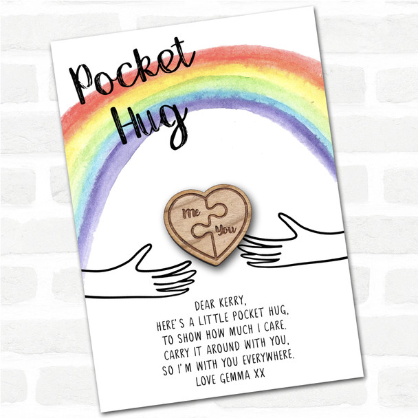 Half Heart Me You Puzzle Rainbow Personalised Gift Pocket Hug