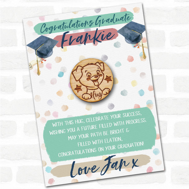 Cute Puppy Dog Congratulations Graduate Graduation Personalised Gift Pocket Hug