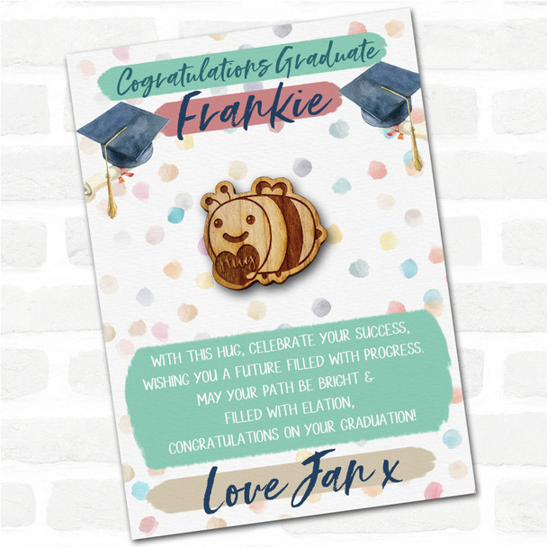 Bumble Bee Love Heart Congratulations Graduation Personalised Gift Pocket Hug