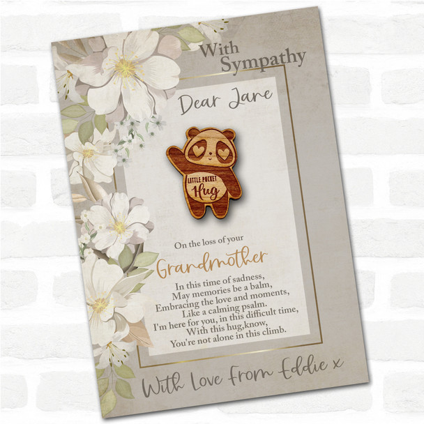 Panda Bear Sympathy Sorry For Your Loss Personalised Gift Pocket Hug