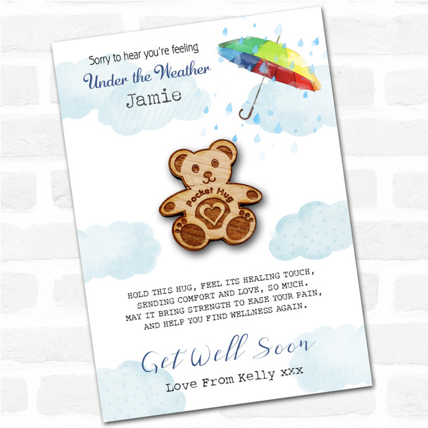 Teddy Bear Umbrella Get Well Soon Personalised Gift Pocket Hug