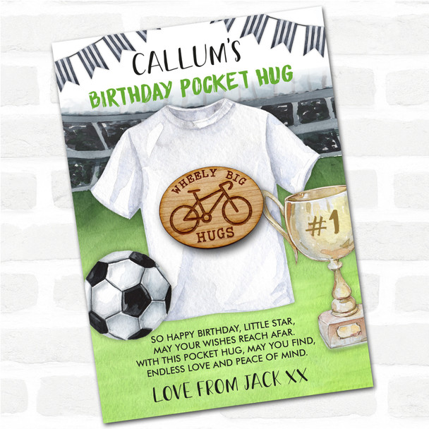 Bicycle Kid's Boys Birthday Football Personalised Gift Pocket Hug