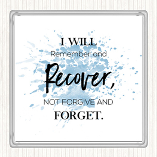 Blue White I Will Remember Inspirational Quote Coaster
