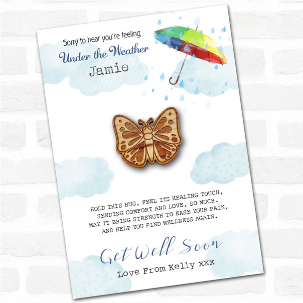Pretty Butterfly Umbrella Get Well Soon Personalised Gift Pocket Hug