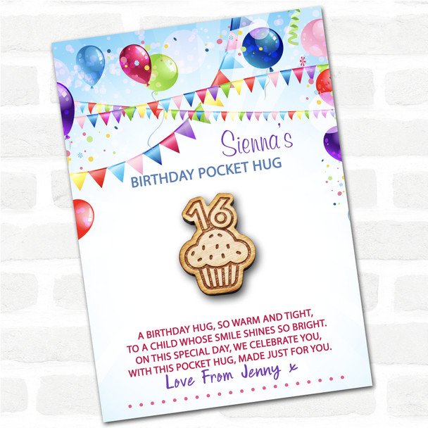 Cupcake 16 Kid's Birthday Balloons Personalised Gift Pocket Hug