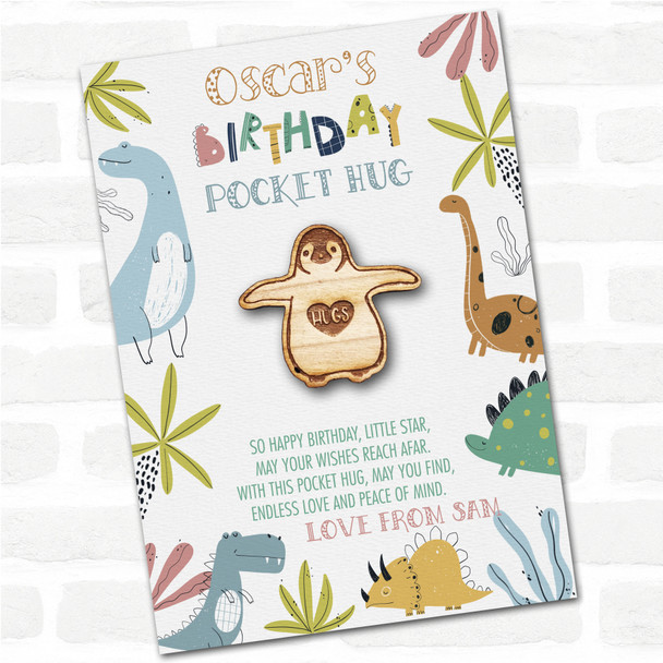 Waddle Penguin Heart Kid's Boys Birthday Dinosaur Personalised Gift Pocket Hug