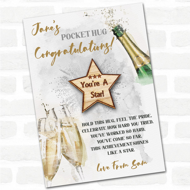You're A Star Champagne Congratulations Personalised Gift Pocket Hug