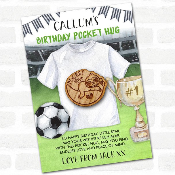 Baby Sloth Sleeping Kid's Boys Birthday Football Personalised Gift Pocket Hug