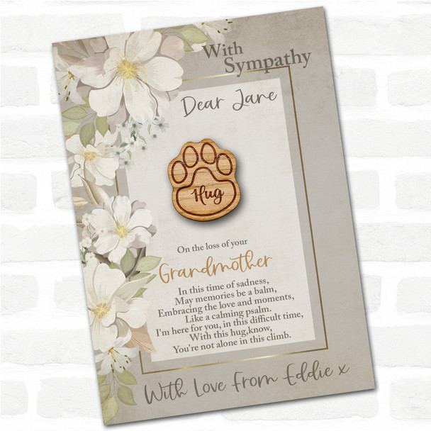 Paw Print Sympathy Sorry For Your Loss Personalised Gift Pocket Hug