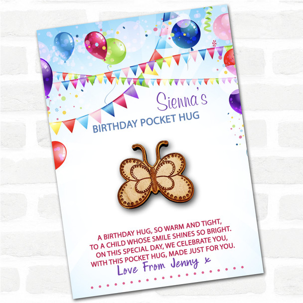 Dotty Outline Butterfly Kid's Birthday Balloons Personalised Gift Pocket Hug