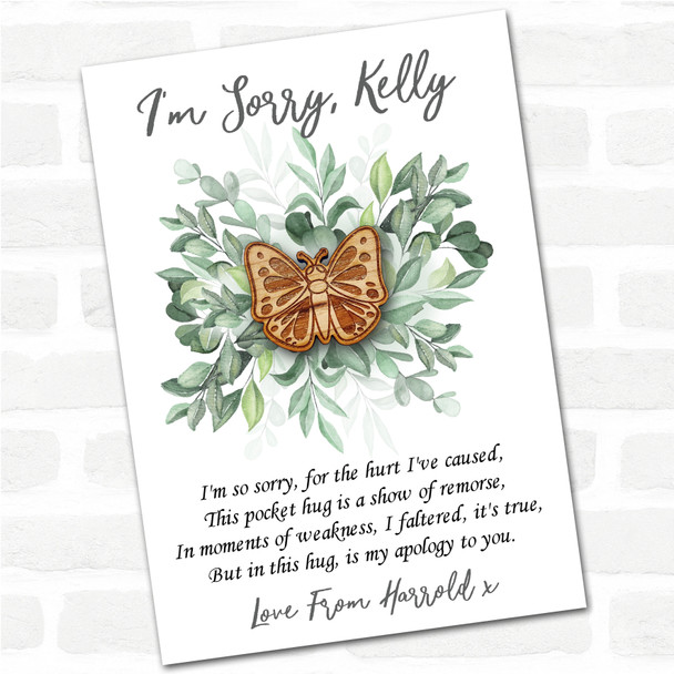 Pretty Butterfly Leaves I'm Sorry Apology Personalised Gift Pocket Hug