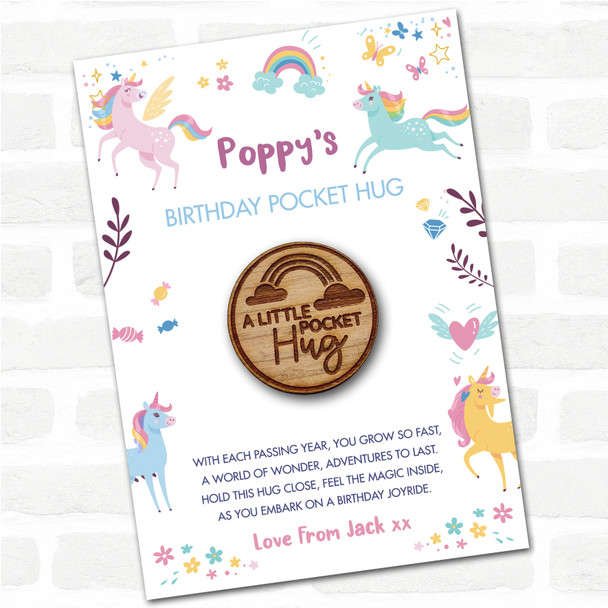 Circle A Rainbow Kid's Girls Birthday Unicorn Personalised Gift Pocket Hug
