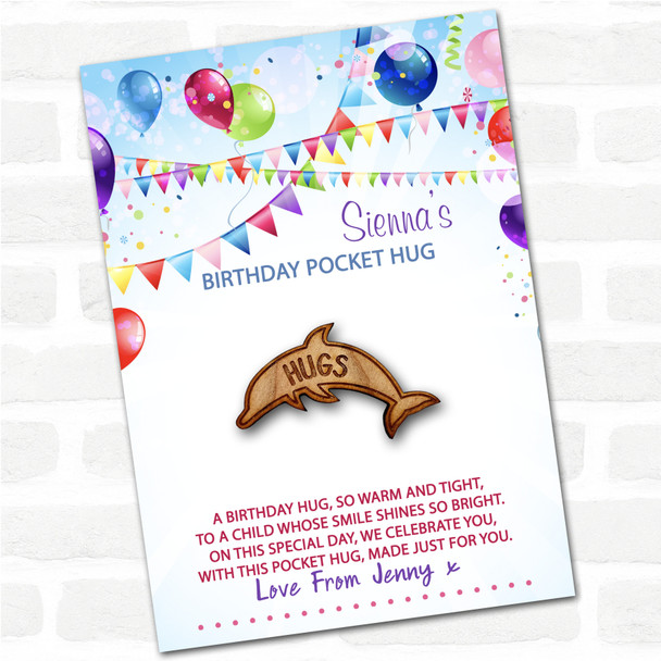 Dolphin Kid's Birthday Balloons Personalised Gift Pocket Hug