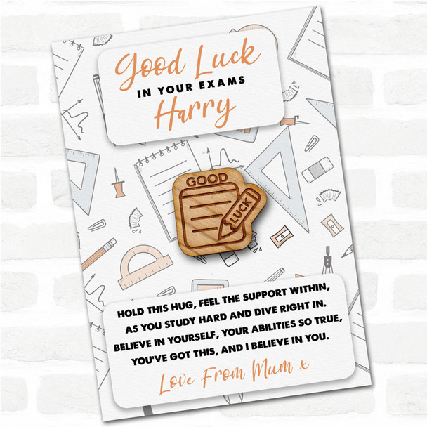 Good Luck Pencil Writing Note Good Luck In Your Exams Personalised Pocket Hug