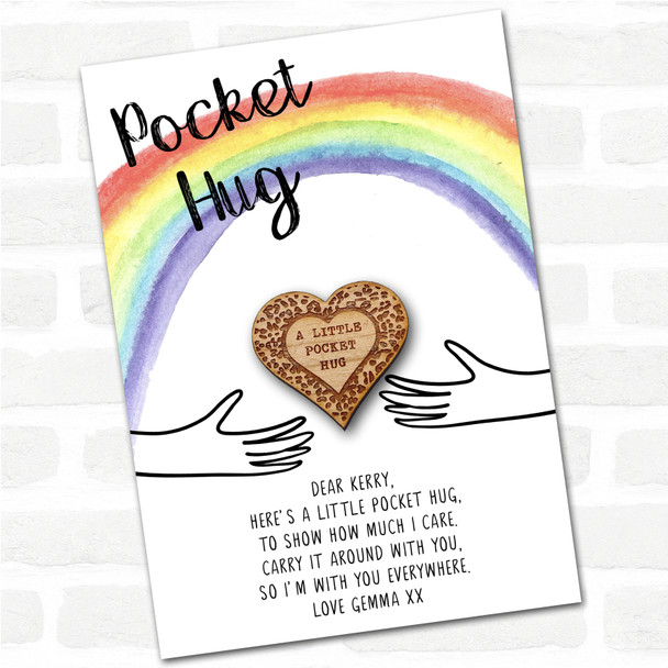 Leopard Print Heart Rainbow Personalised Gift Pocket Hug