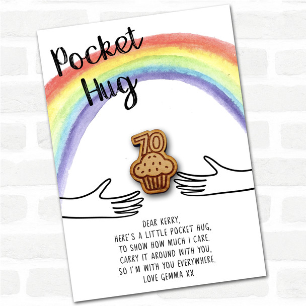 Cupcake 70 Rainbow Personalised Gift Pocket Hug