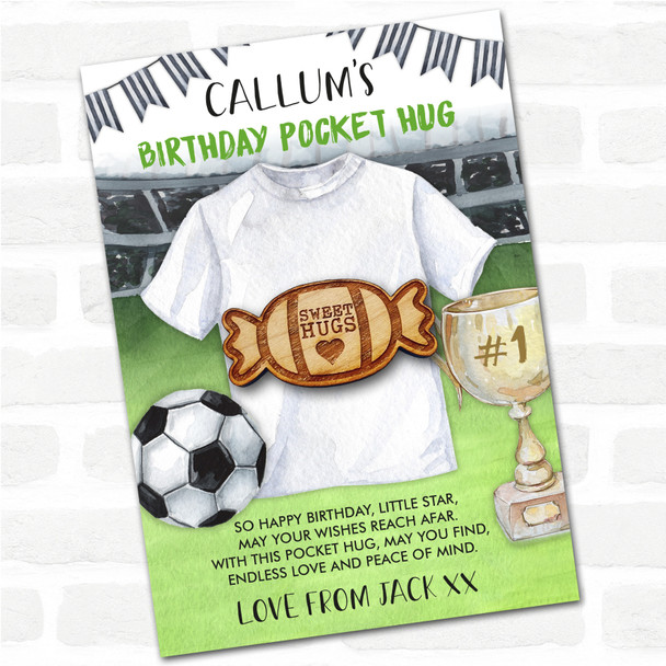 Sweet In Wrapper Heart Kid's Boys Birthday Football Personalised Gift Pocket Hug