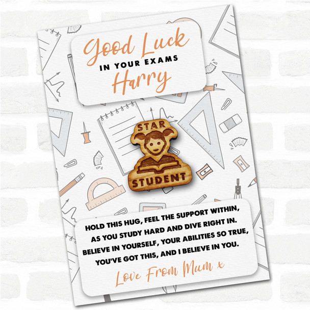 Star Student Girl Book Good Luck In Your Exams Personalised Gift Pocket Hug
